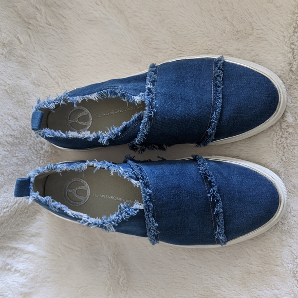 Raw Trim Denim Slip on Sneakers - Picture 3 of 10